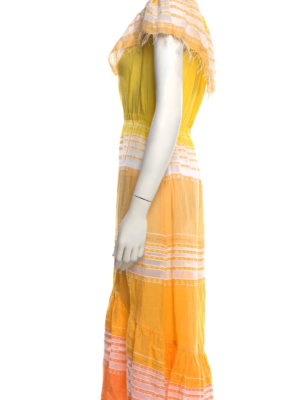 LemLem Striped Off-The-Shoulder Dress Orange/Yellow